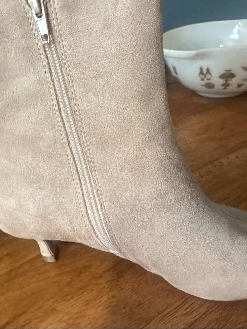 Journee Collection Taupe Suede Kitten Heel Ankle Boots